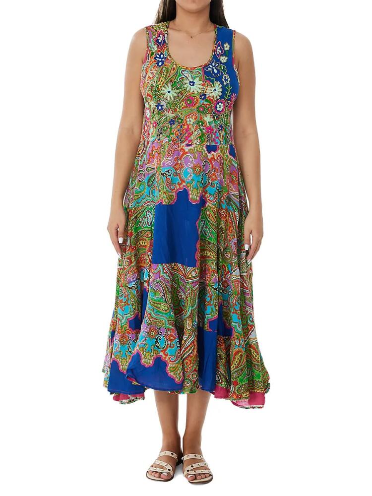 Ranee's Women's Floral Paisley Maxi Beach Coverup - Blue Multi Cover