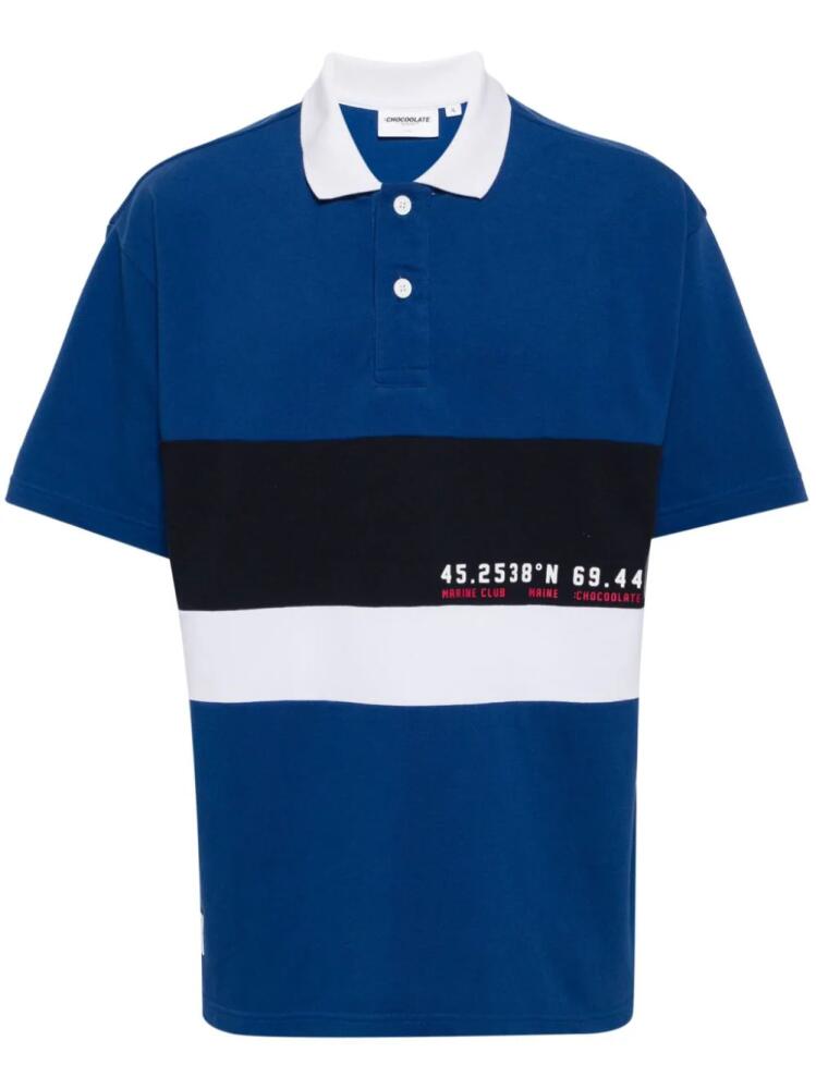 CHOCOOLATE stripe-panel polo shirt - Blue Cover