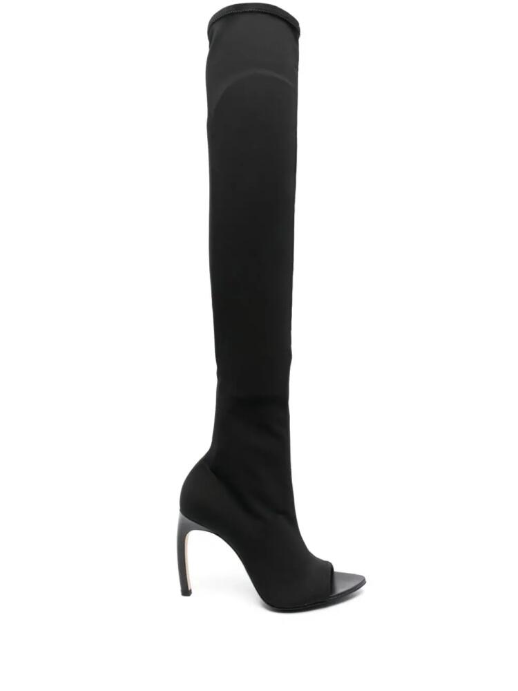 Victoria Beckham 100mm peep-toe jersey boots - Black Cover