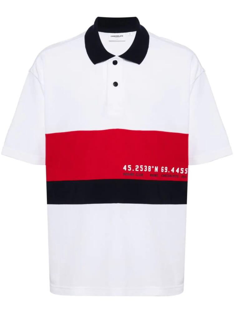 CHOCOOLATE stripe-panel polo shirt - White Cover