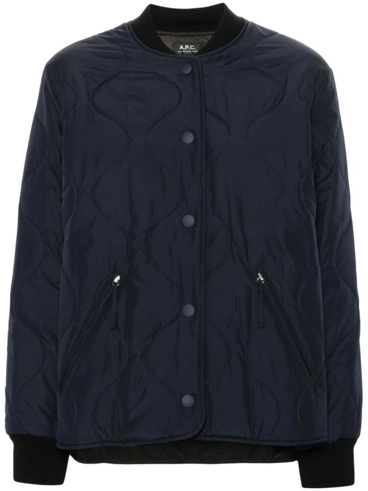 A.P.C. quilted padded bomber jacket - Blue Cover