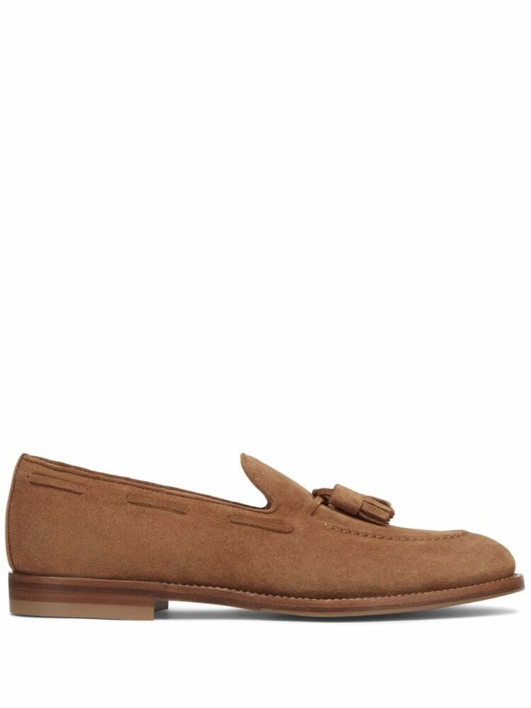 Brunello Cucinelli tassel-embellished suede loafers - Brown Cover