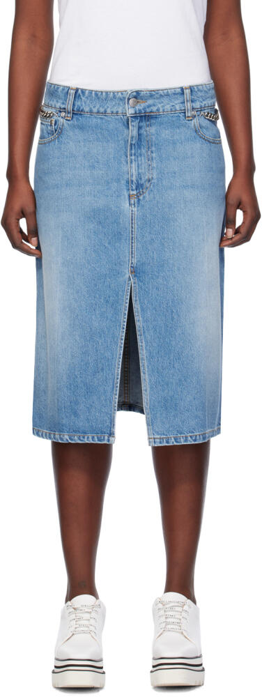 Stella McCartney Blue Iconic Falabella Denim Midi Skirt Cover