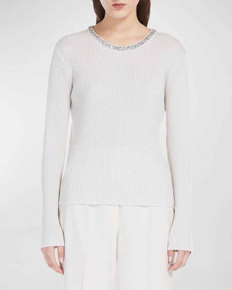 Max Mara Studio Ribbed Crystal-Embellished Sweater Cover