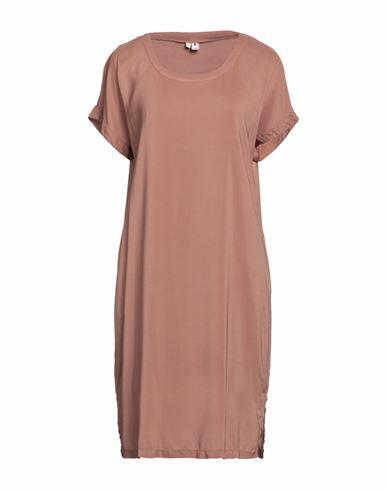 European Culture Woman Midi dress Khaki Viscose, Rubber Cover