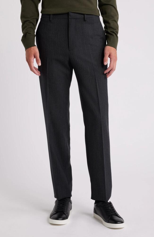 Theory Mayer Herringbone Wool Blend Flannel Dress Pants in Charcoal Multi Cover