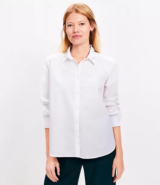 Loft Sparkle Collar Poplin Everyday Relaxed Shirt Cover