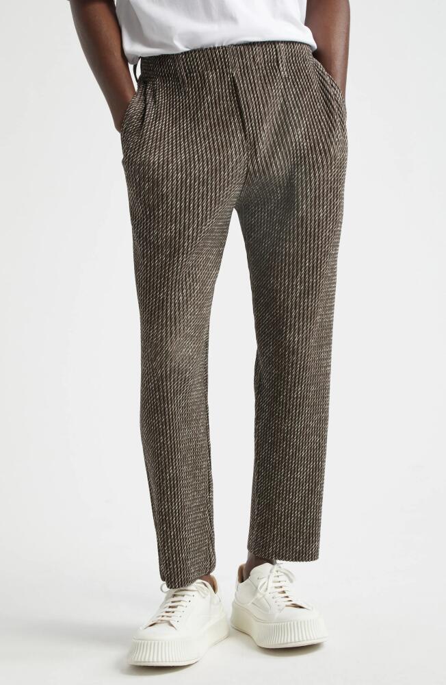 Homme Plissé Issey Miyake Diagonals Pleated Straight Leg Pants in Brown Cover