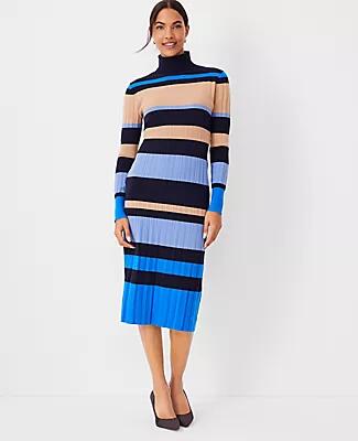 Ann Taylor Striped Turtleneck Sweater Dress Cover