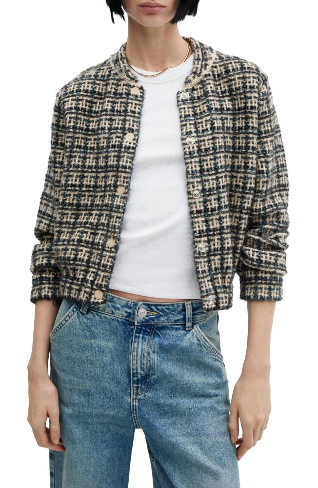 MANGO Dolors Tweed Bomber Jacket in Navy Cover