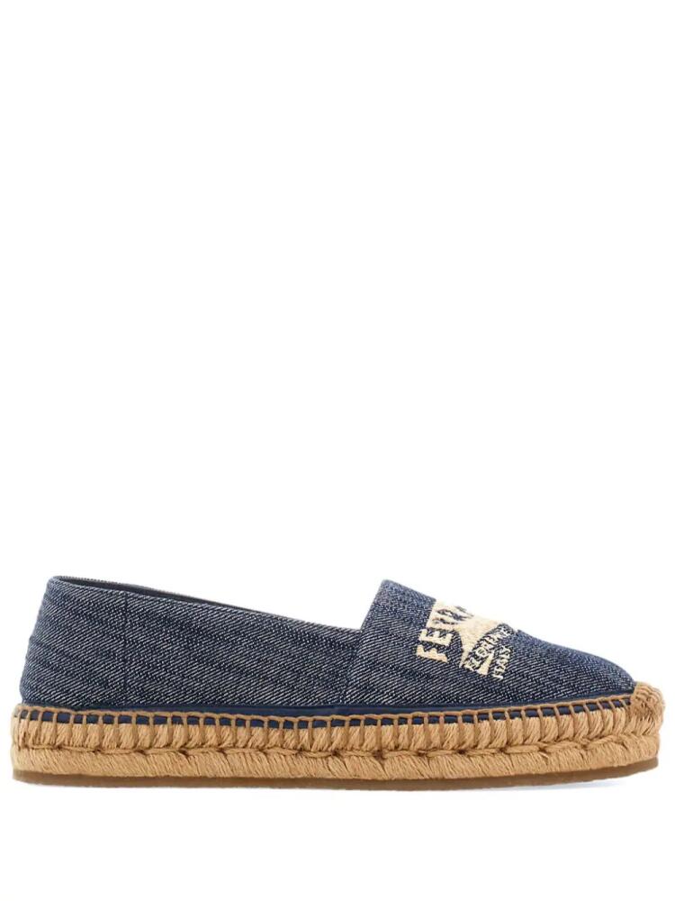 Ferragamo logo-embroidered denim espadrilles - Blue Cover