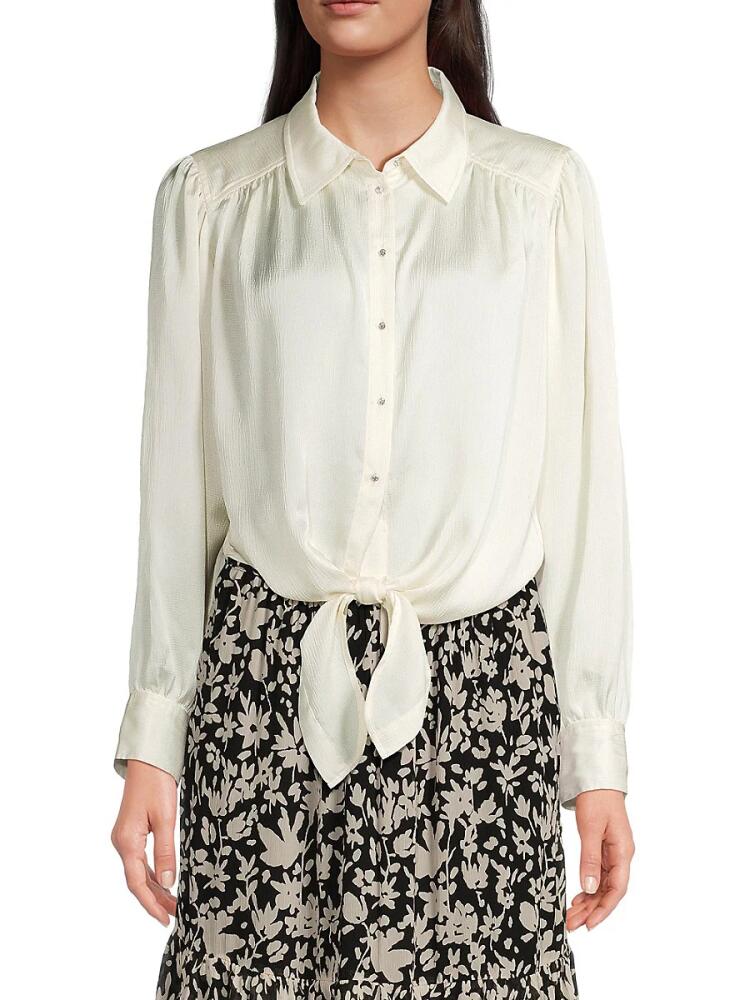 ba & sh Women's Feria Crinkle Tie Satin Shirt - Ecru Cover