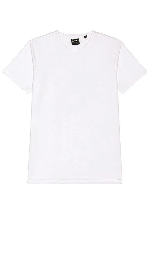 Cuts Crew Split Hem T-Shirt in White Cover