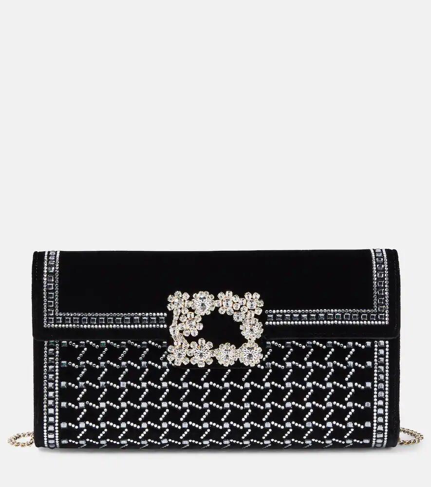 Roger Vivier Flower Strass embellished velvet clutch Cover