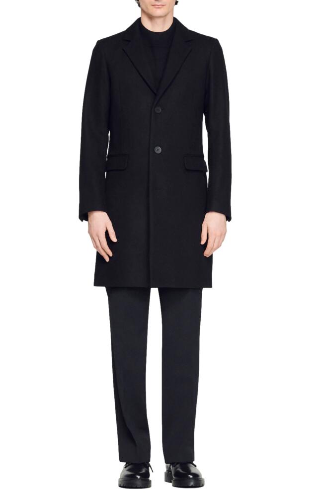 sandro Apollo Wool Blend Coat in Black Cover