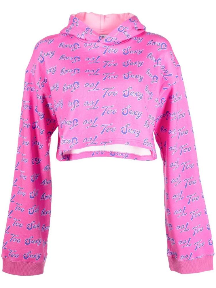 Natasha Zinko cropped Too Sexy print hoodie - Pink Cover