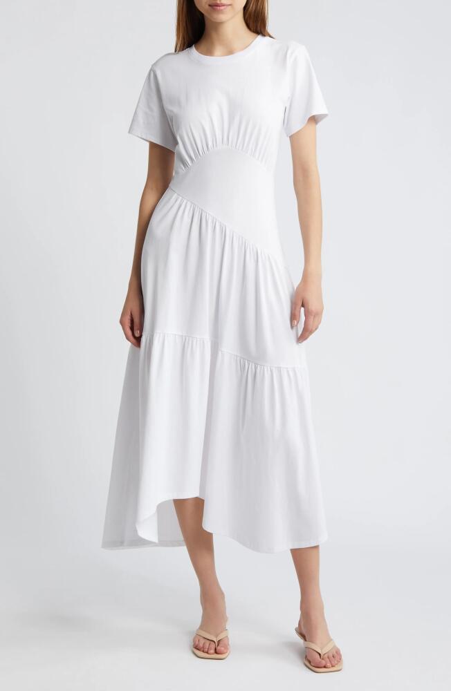 FRAME Asymmetric Tiered Ruffle Knit Dress in White Cover