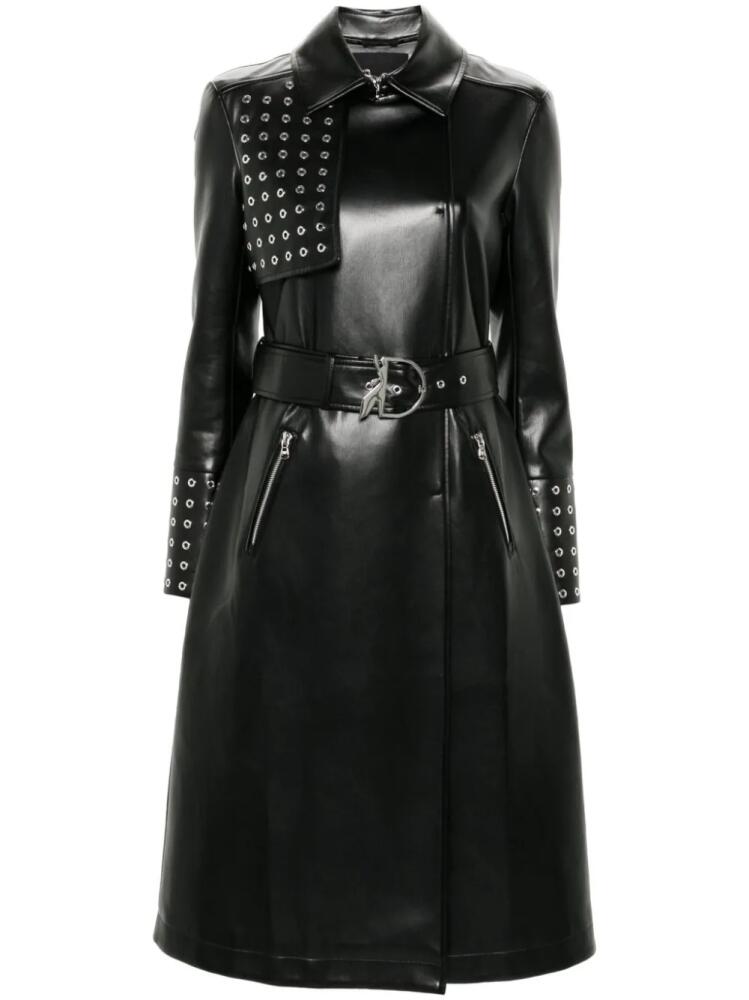 Patrizia Pepe belted faux-leather trench coat - Black Cover