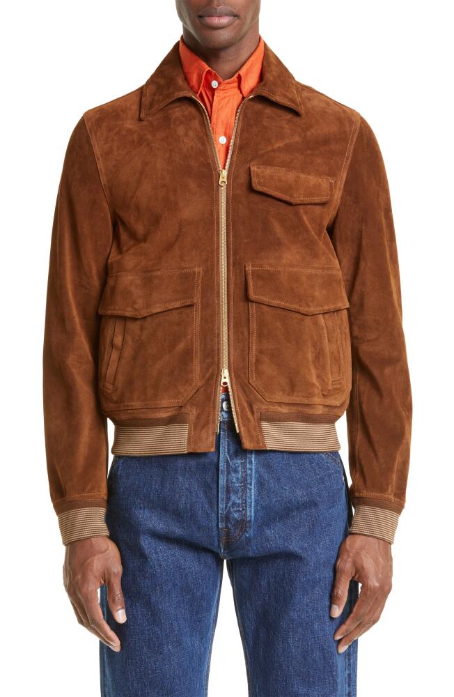 Drake's A2 Suede Bomber Jacket in Brown 300 Cover