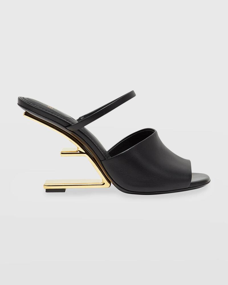 Fendi Leather Metallic-Heel Slide Sandals Cover