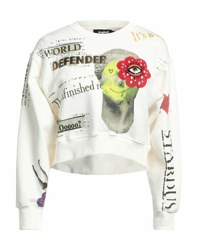 Desigual Woman Sweatshirt Off white Cotton Cover