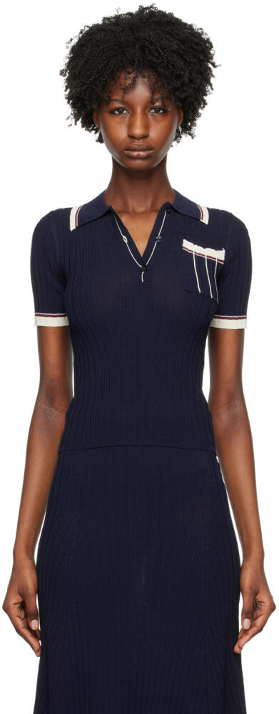 REMAIN Birger Christensen Navy Refined Polo Cover