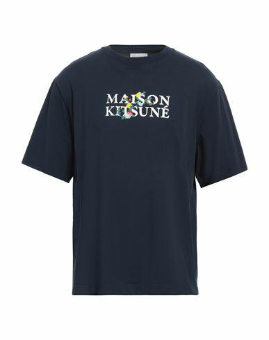 Maison Kitsuné Man T-shirt Midnight blue Cotton Cover