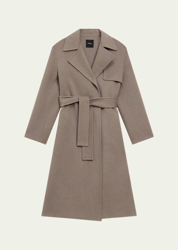 Theory Wool & Cashmere Long Wrap Trench Coat Cover