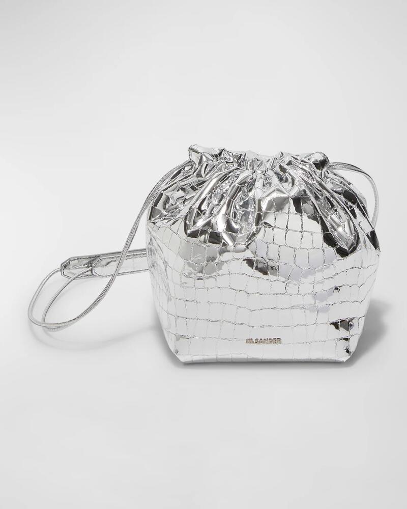 Jil Sander Dumpling Metallic Croc-Print Crossbody Bag Cover