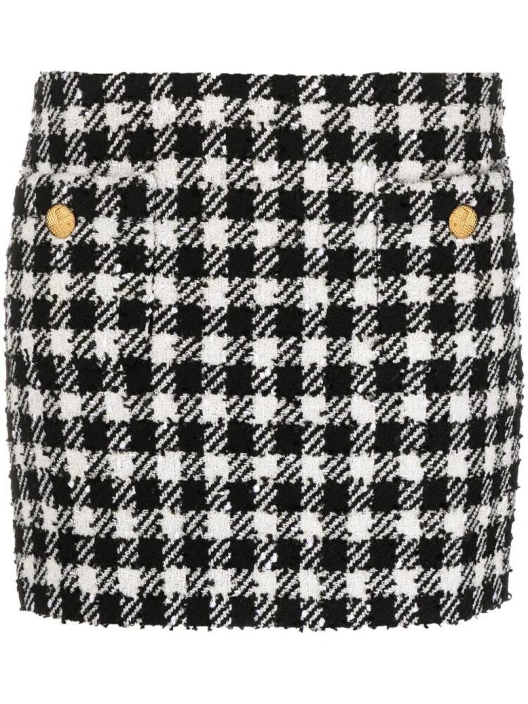 Alessandra Rich check-pattern tweed miniskirt - Black Cover