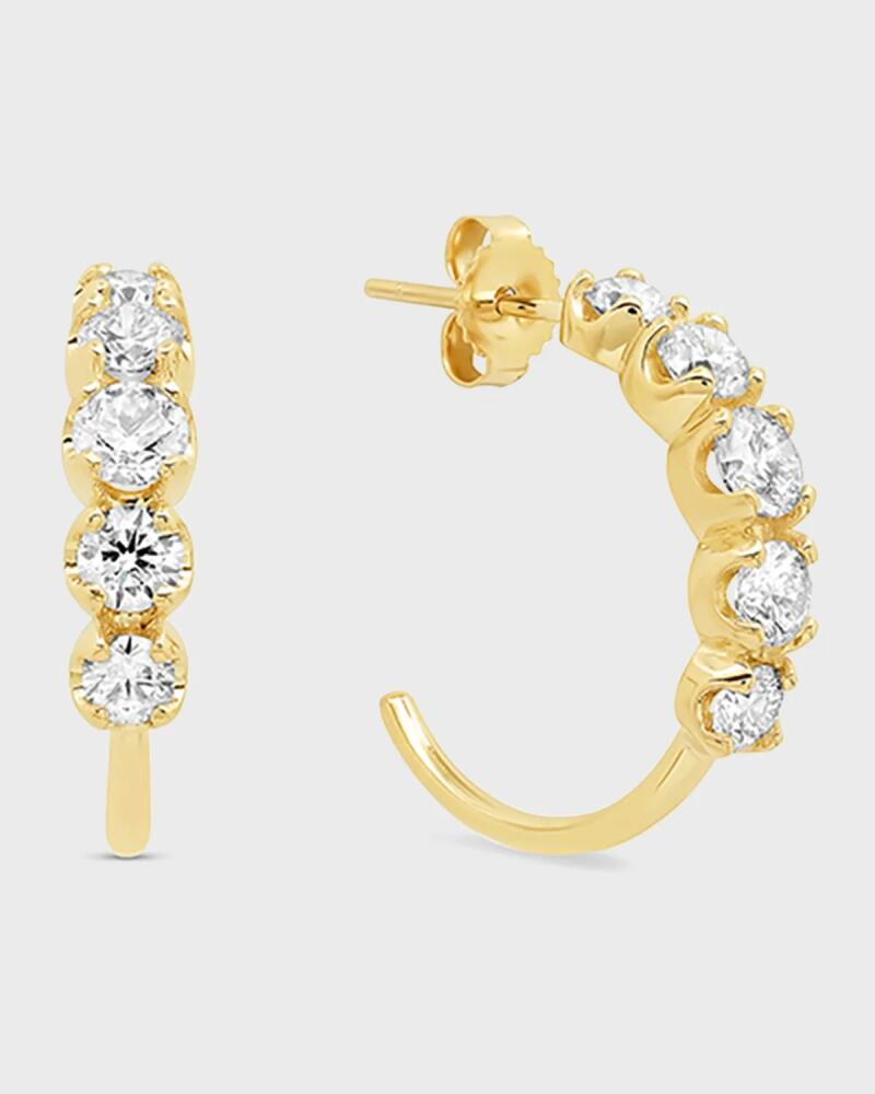 Jennifer Meyer 18k Gold Graduated Diamond Small Hoop Earrings Cover