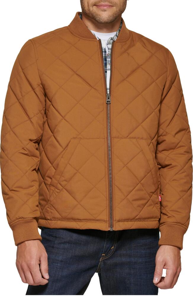 levi's Diamond Quilted Bomber Jacket in Brown Cover