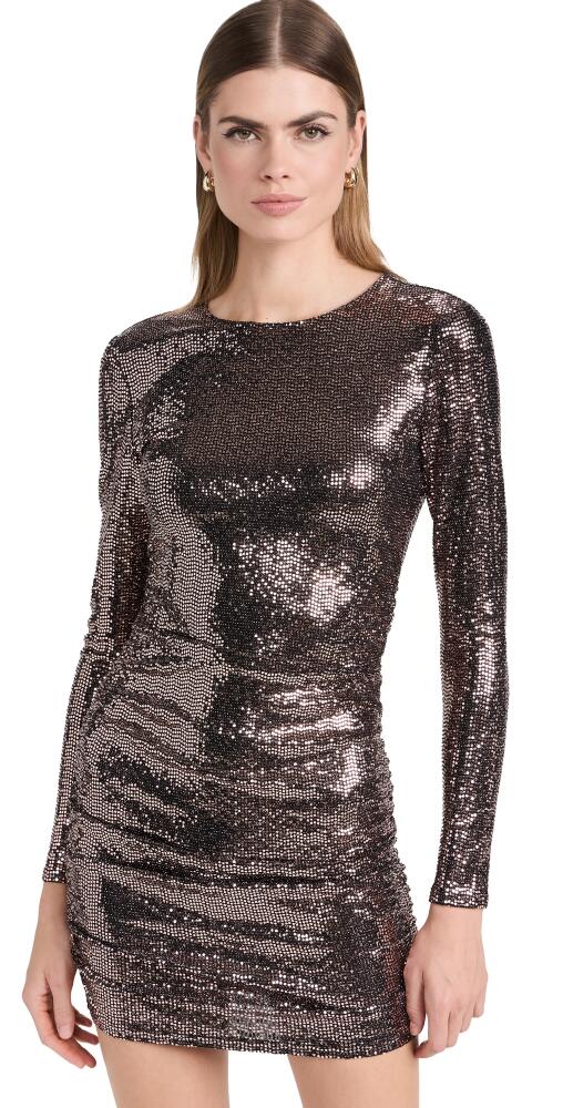 L'AGENCE Sunny Long Sleeve Mini Dress Black/Bronze Sequin Cover