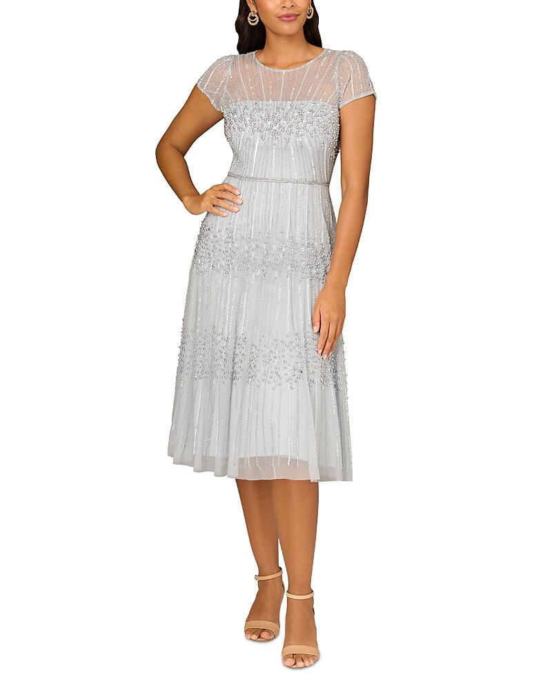 Aidan Mattox Short Sleeve Beaded Midi Dress Cover