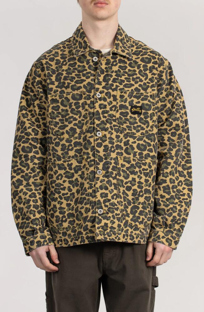 STAN RAY Leopard Print Cotton Twill Chore Jacket in Leopard Camo Cover