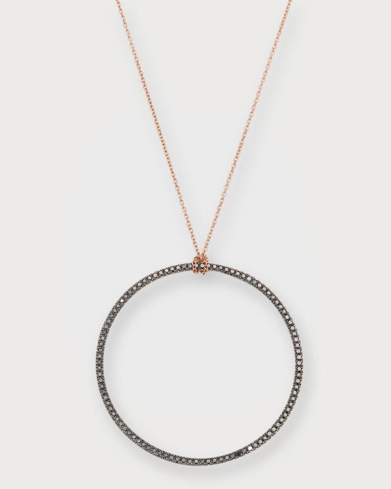 GINETTE NY 18K Rose Gold Black Diamond Circle on Chain Necklace Cover