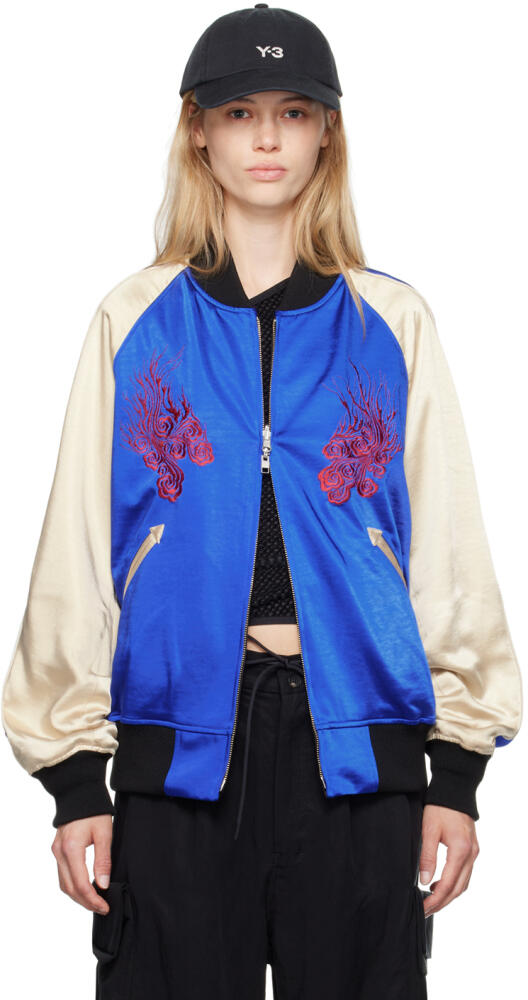 Y-3 Blue & Black JFA Edition Souvenir Reversible Bomber Jacket Cover