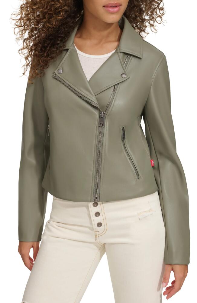 levi's Shrunken Faux Leather Moto Jacket in Sage Cover