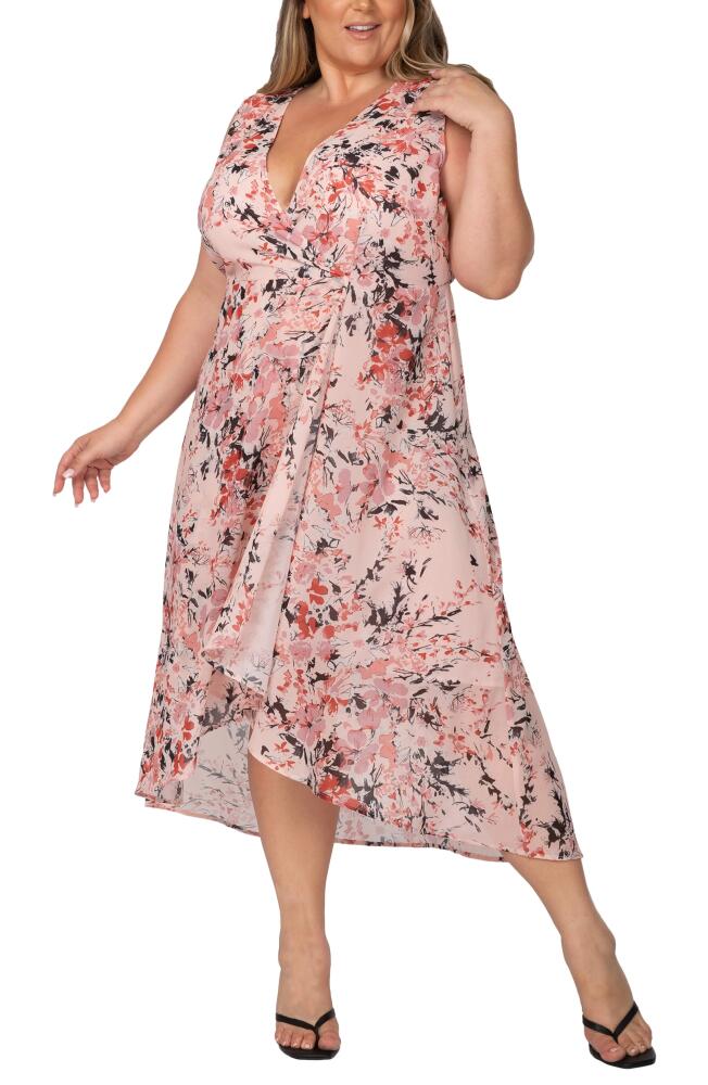 Standards & Practices Faux Wrap Midi Dress in Garden Floral Cover