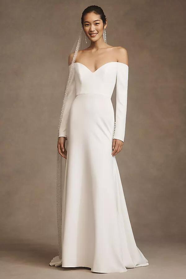 Willowby by Watters Nala Scoop-Neck Long-Sleeve Wedding Gown Cover