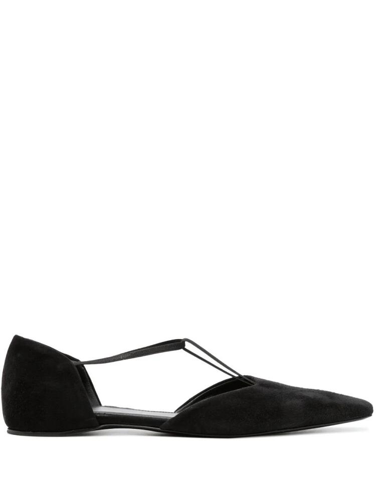 TOTEME The T-Strap suede ballerina shoes - Black Cover