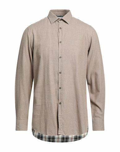 Aglini Man Shirt Khaki Cotton Cover