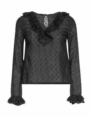 Alessia Santi Woman Top Black Polyester, Metallic fiber Cover