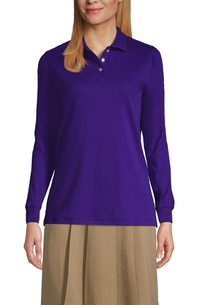 Lands' End School Uniform Long Sleeve Interlock Polo Shirt in Deep Purple Cover