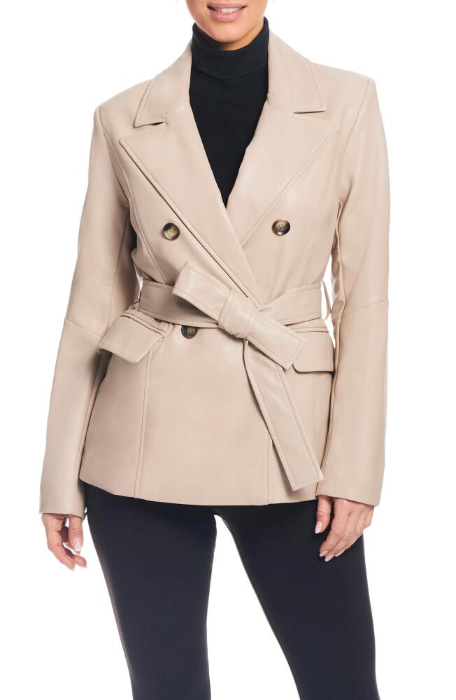 Sanctuary Belted Faux Leather Blazer in Sawdust Cover