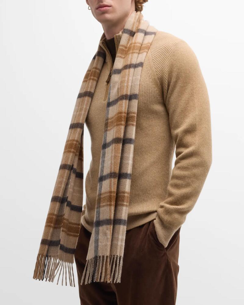 Neiman Marcus Men's Plaid Cashmere Scarf Cover