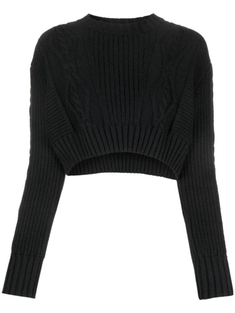 Patrizia Pepe cropped cable-knit jumper - Black Cover