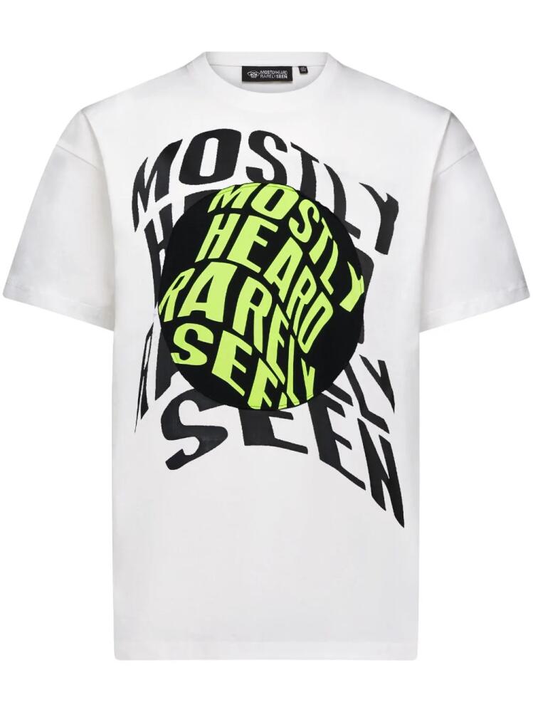 Mostly Heard Rarely Seen logo-print cotton T-shirt - White Cover