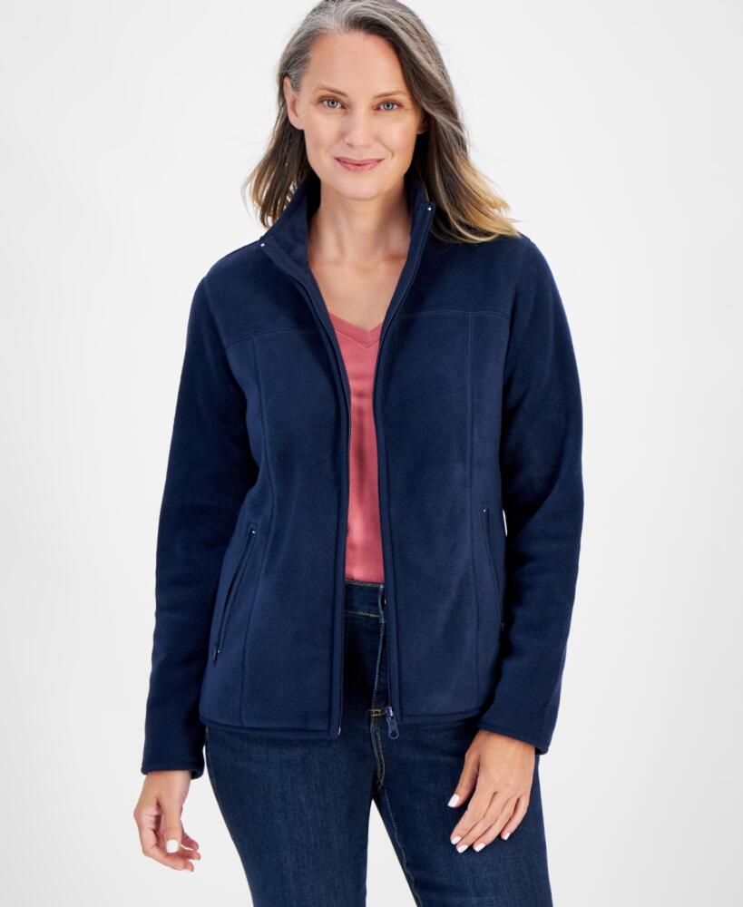 Style & Co Women's Polar Fleece Mock-Neck Jacket, Created for Macy's - Industrial Blue Cover