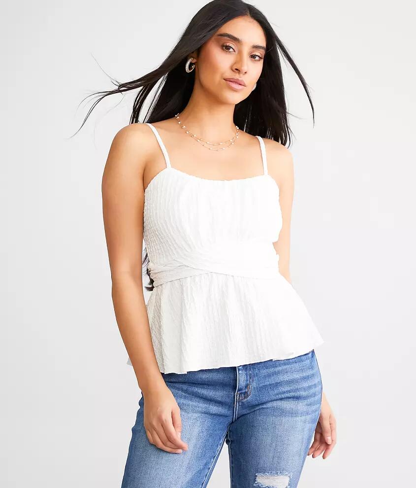 Daytrip Textured Peplum Tank Top Cover